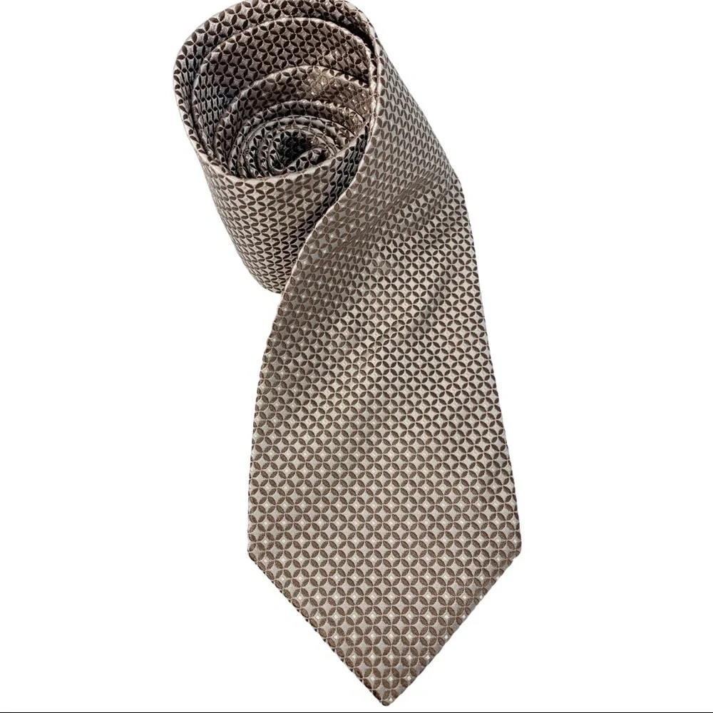 Banana Republic 100% Silk Mens Silver/ Brown Tie
